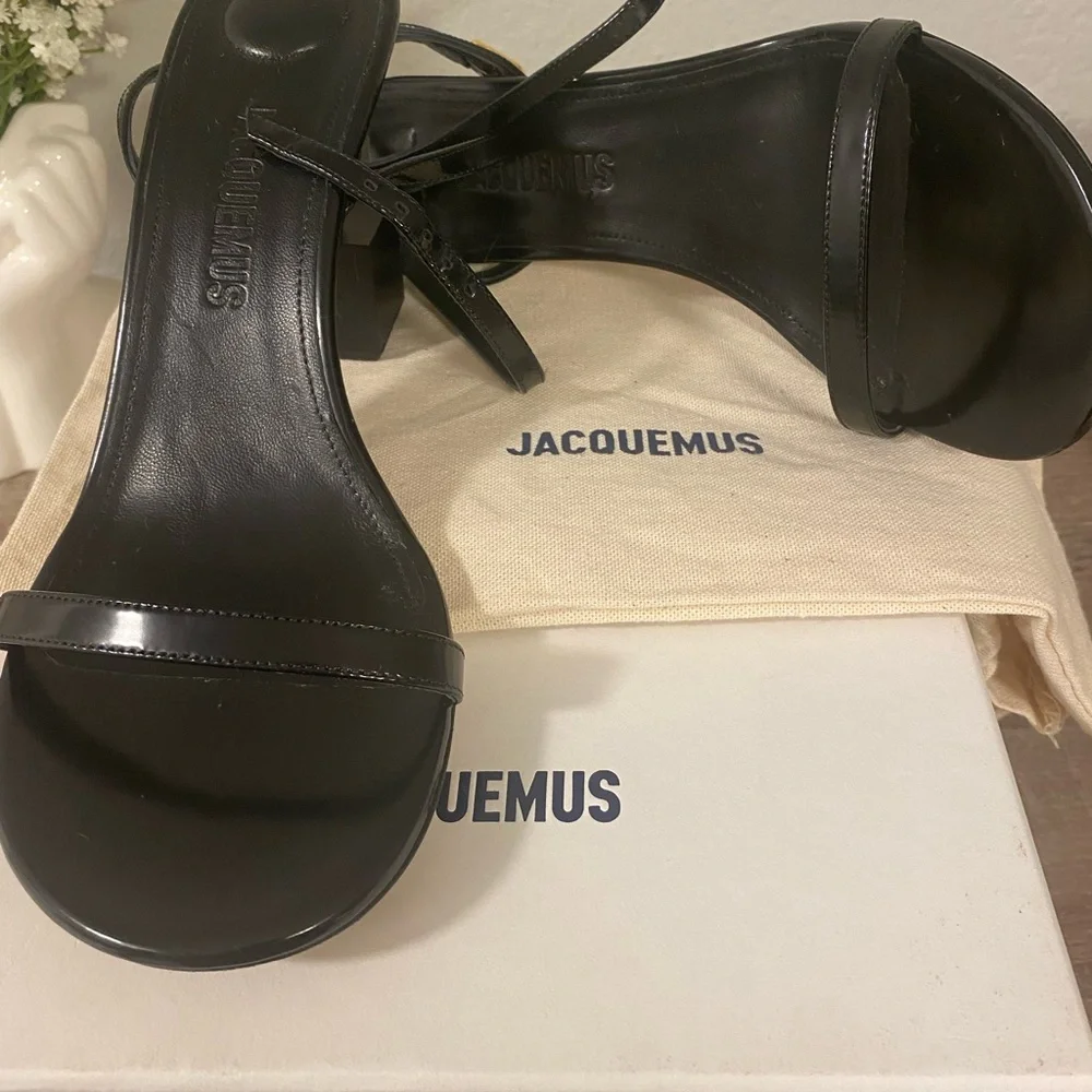 Jacquemus Black 90mm Bisou Strappy Block Heel Sandals - Picture 3 of 6